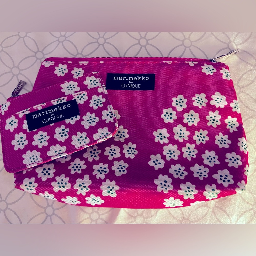 Brand New Marimekko For Clinique Make Up Bag And Id Coin Purse